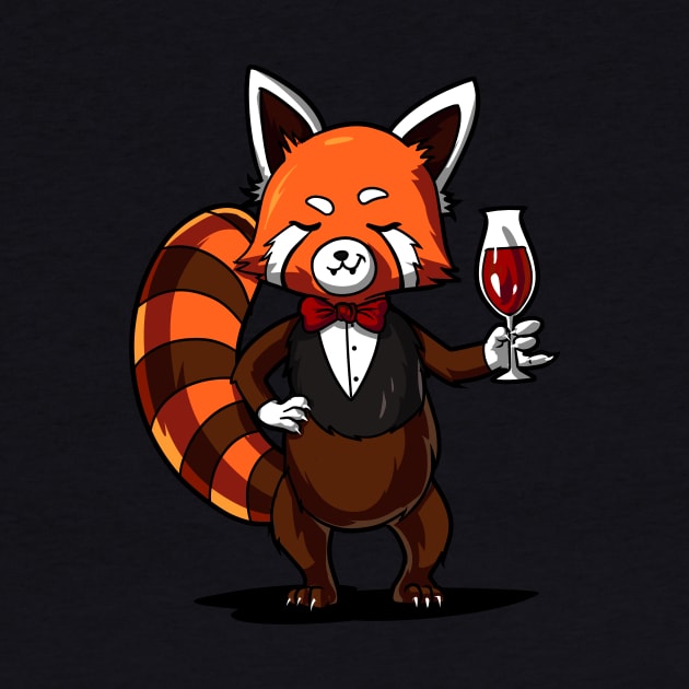 Red Panda Bear Wine Drinking Party by underheaven